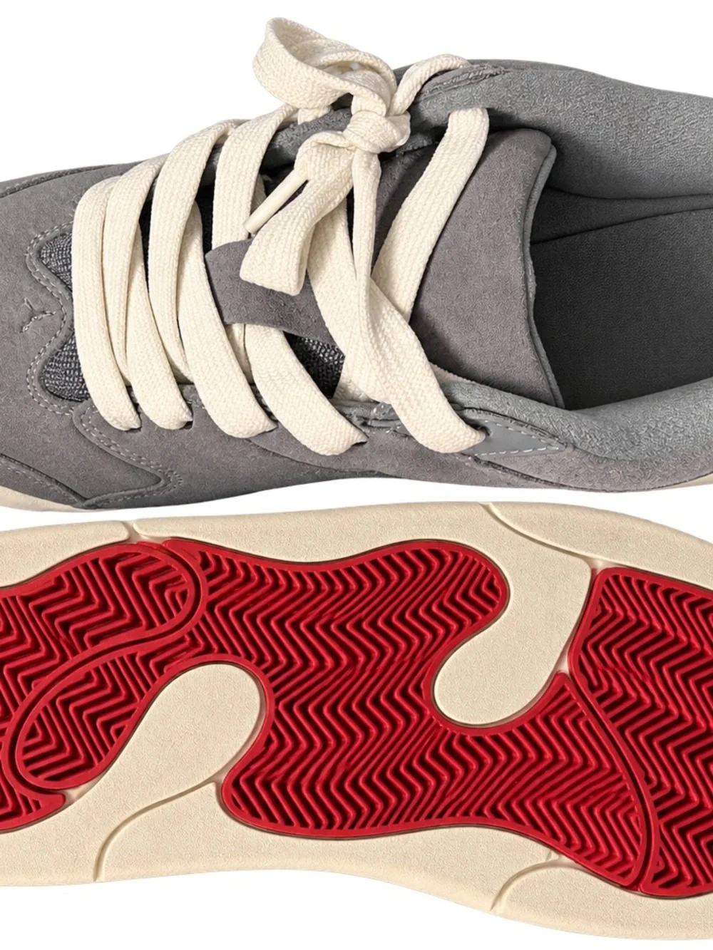 Jordan Men’s Gray Suede Athletic Sneakers with Cream Laces